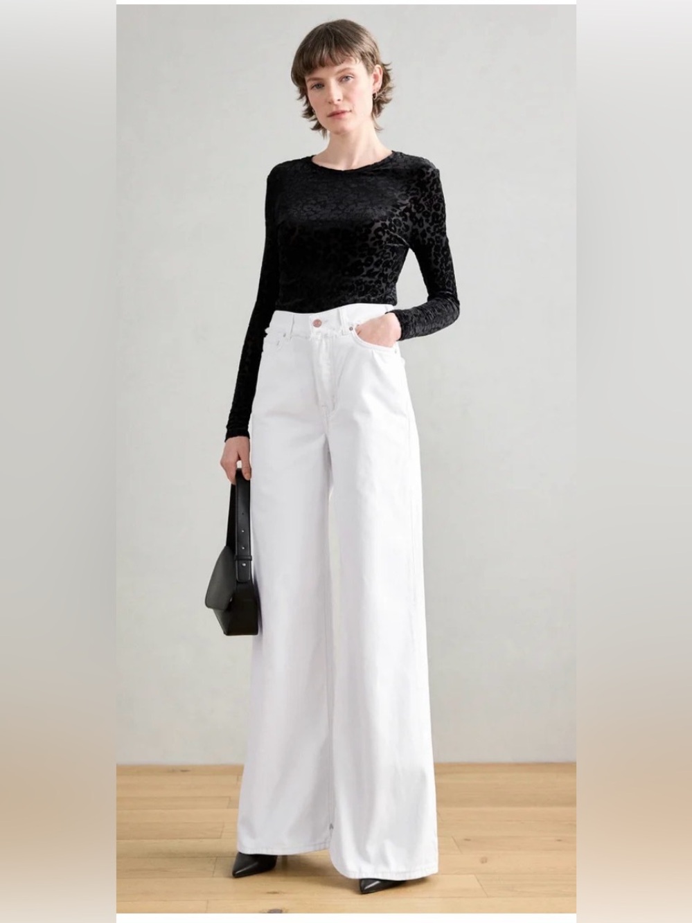 Scotch & Soda White High-Rise Wide-Leg Jeans